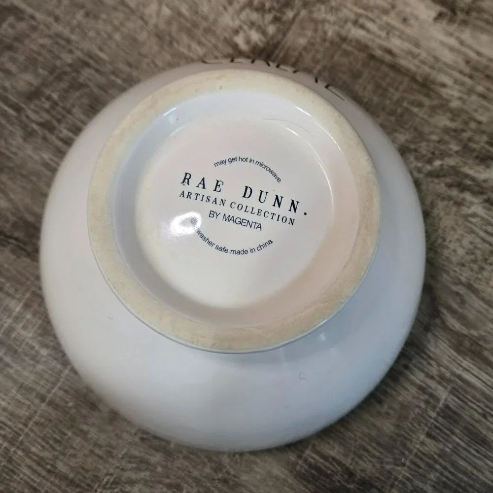 Rae Dunn Artisan Collection Ceramic CEREAL Bowl Blue Interior 5.5 Inches White - Picture 5 of 8